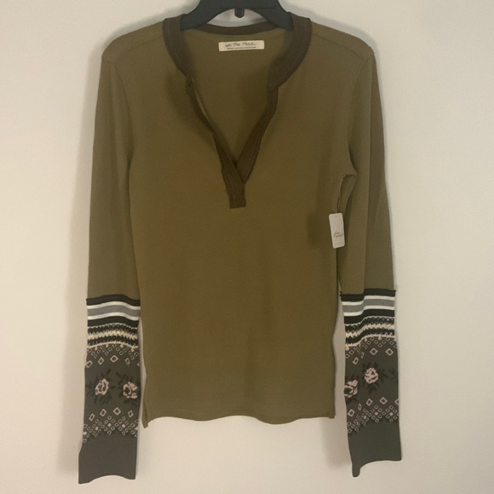 FREE PEOPLE Mikah Layering Thermal Cuff Olive Green - Picture 5 of 8